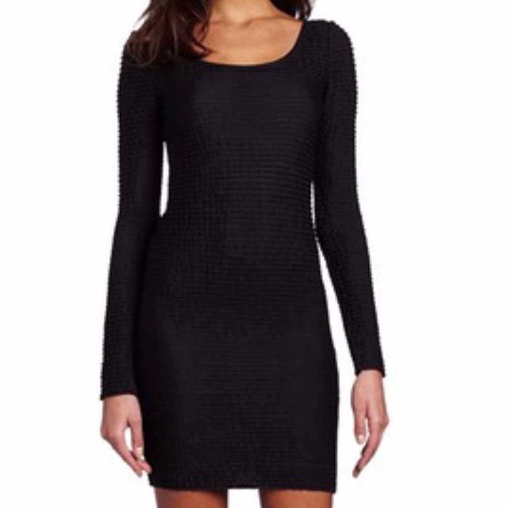 ribbed long sleeve body con dress